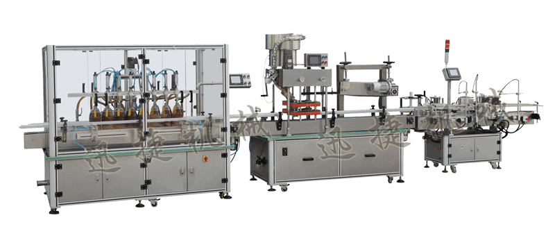 灌裝機(jī)+全自動(dòng)封蓋機(jī)（自動(dòng)理蓋，自動(dòng)扣蓋，自動(dòng)旋壓蓋）+貼標(biāo)機(jī)